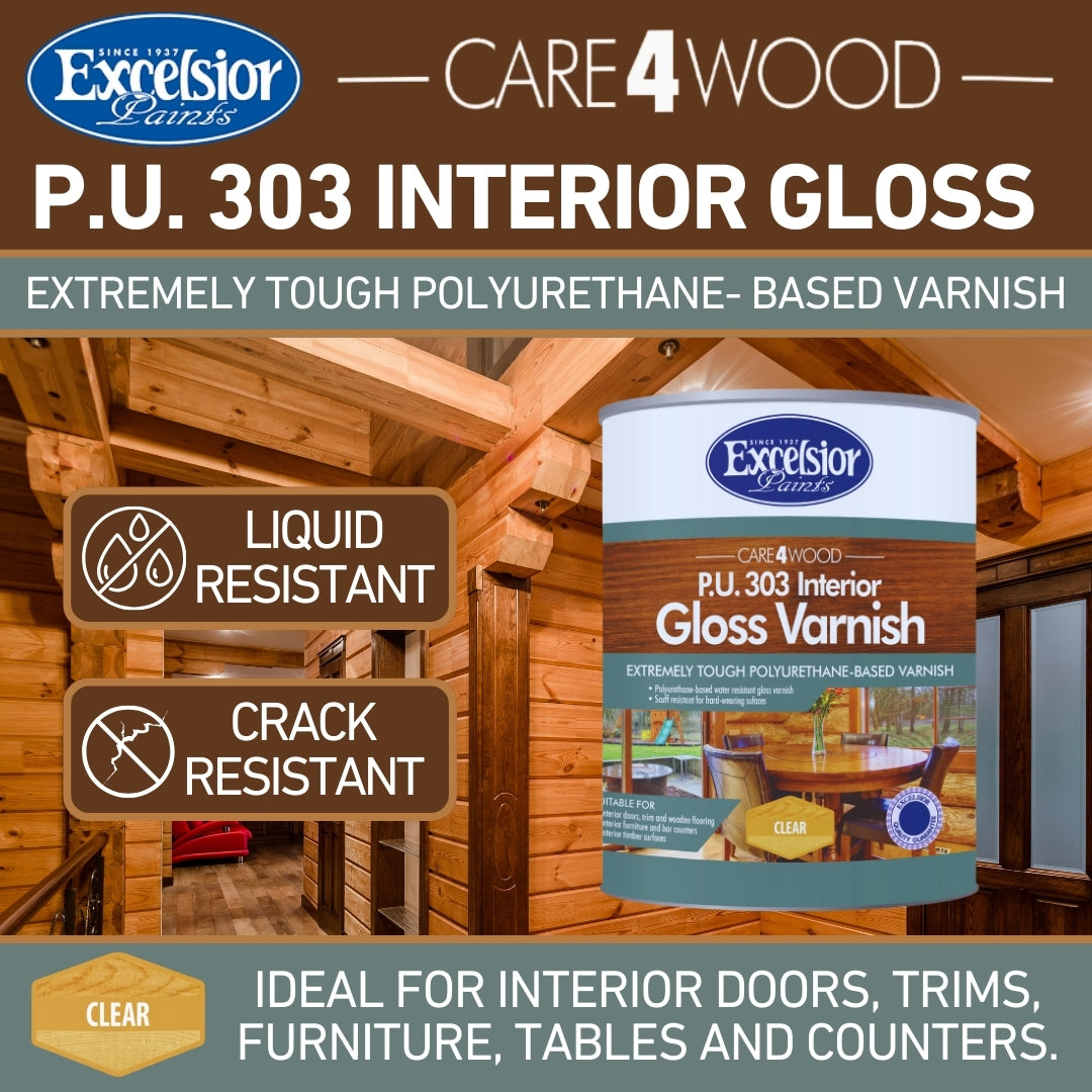 Excelsior Polyurethane Gloss Wood Varnish - BHT Paint Store